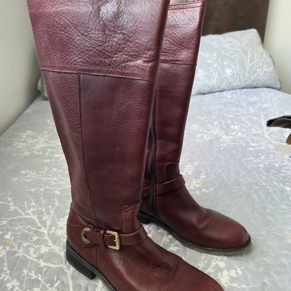 Burgundy Leather Riding Boots